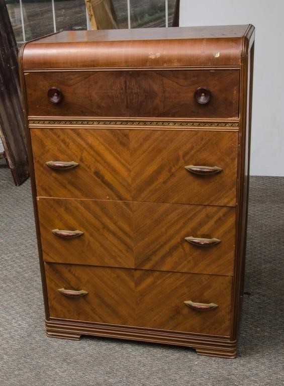 Art Deco Waterfall 4 Drawer Chest Of Drawers The K And B Auction