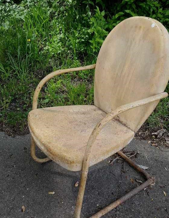 Vintage Metal Lawn Chair Painted Yellow Harmeyer Auction