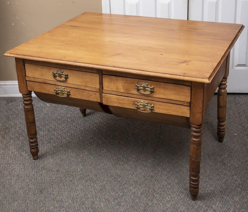 Early Possum Belly 4 Drawer Wooden Table The K And B Auction Company