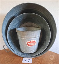 (2) ANTIQUE GALVANIZED TUBS AND PAIL Used Kitchen / Home Collectibles auction results