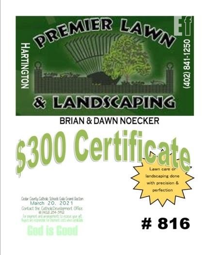 EquipmentFacts com $ 300 00 CERTIFICATE FOR LAWN CARE OR LANDSCAPING