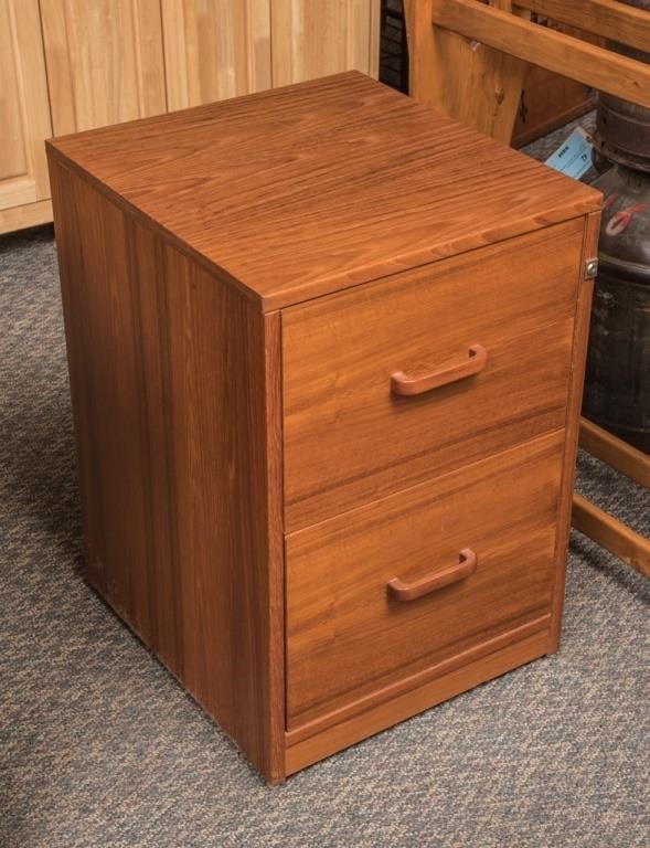Nice Wooden 2 Drawer Filing Cabinet On Casters The K And B