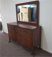 Dixie Furniture Triple Dresser And Mirror C 1940 S Asset