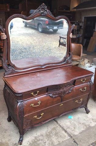 Antique Ornate Victorian Style Dresser With Mirror Chesapeake