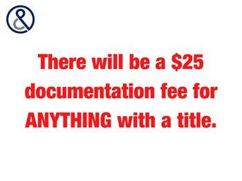 DOCUMENTATION FEE Used Other upcoming auctions