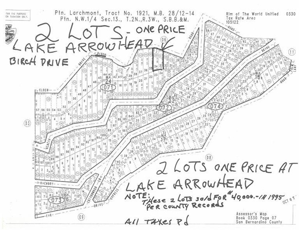 (2) VACANT PARCELS NEAR LAKE ARROWHEAD, Used Residential Lots Real Estate auction results