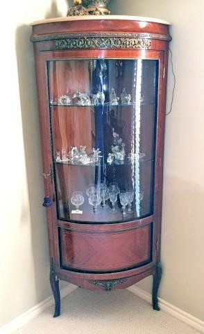 Quarter Round Curio Cabinet With Marble Rusty By Design