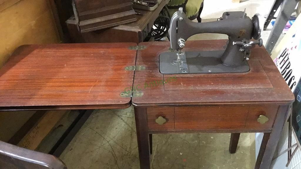 Vintage Montgomery Ward Sewing Machine On Table Live And Online
