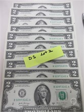 $2 BILLS TEN 2017 IN CONSECUTIVE ORDER New Dollars U.S. Coins Coins / Currency auction results