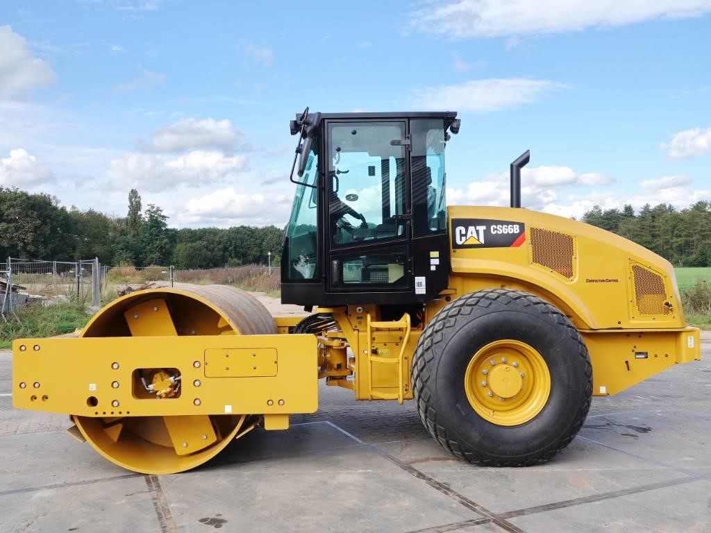 2021 Caterpillar CS66B Smooth Drum Compactor parked outdoors.