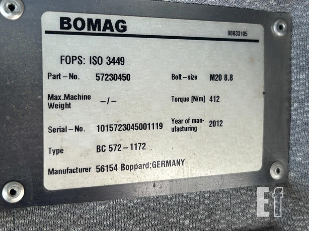 2012 BOMAG BC572 103618 Used Landfill Compactors upcoming auctions
