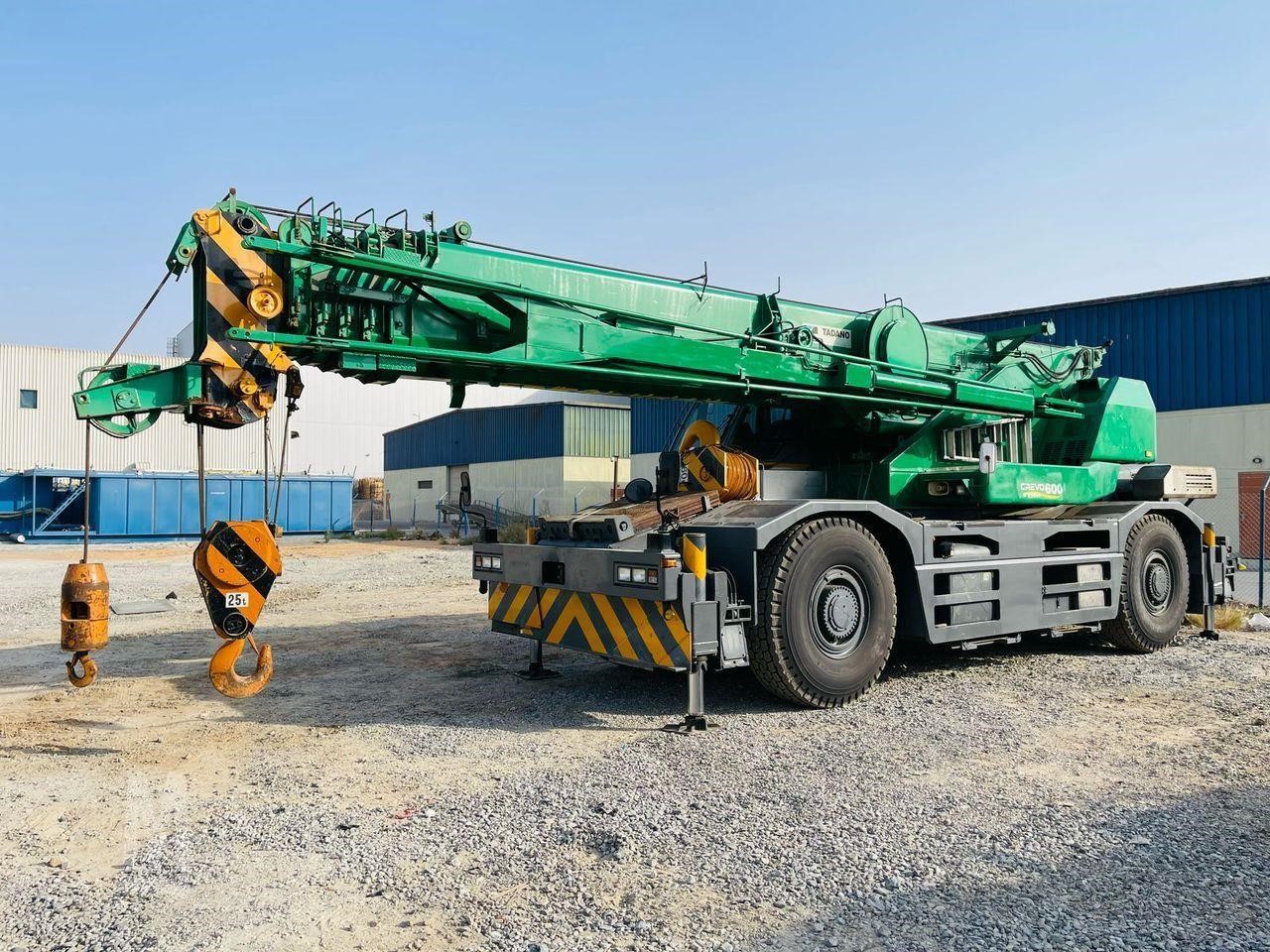 A 2016 Tadano GR 600N-1 City Crane sits on a lot.
