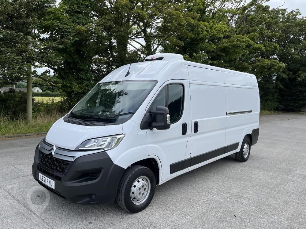 A 2021 Citroen Relay panel refrigerated van sits on a lot.