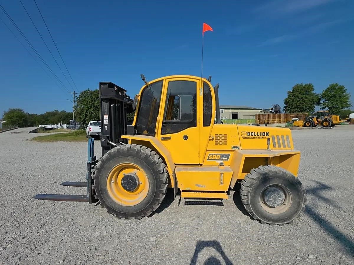 2022 Sellick S80 rough-terrain forklift parked outdoors.