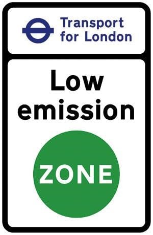 London Low emission Zone warning sign