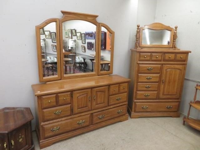 Oak Palliser Dresser With Mirror Chest Of Live And Online