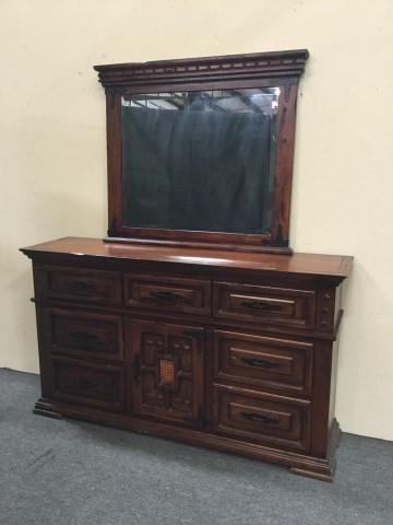 7 Drawer Dresser W 2 Shelves In Middle Mirror Triple Seven
