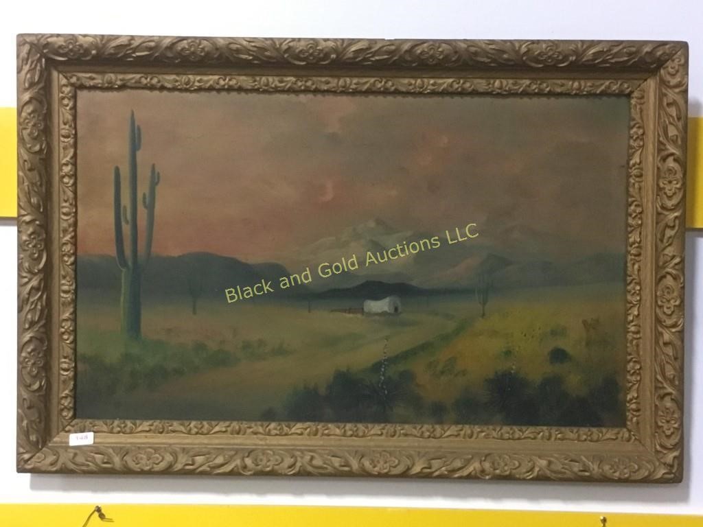 Large Framed Mary Edwards Oil Painting Black And Gold Auctions Llc