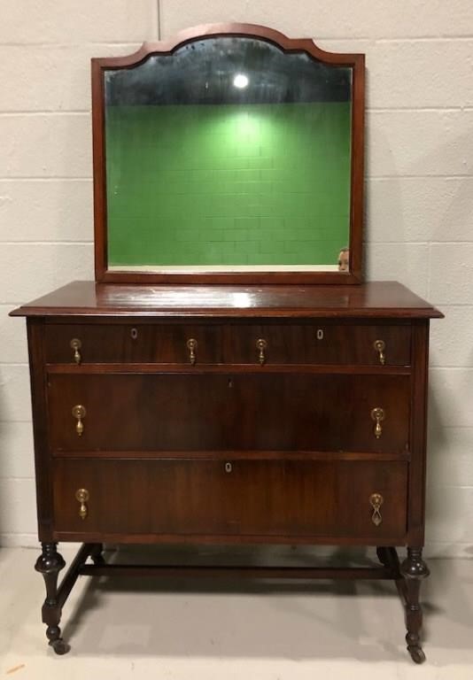 Antique Mahogany Dresser W Mirror Gallery One Auctions