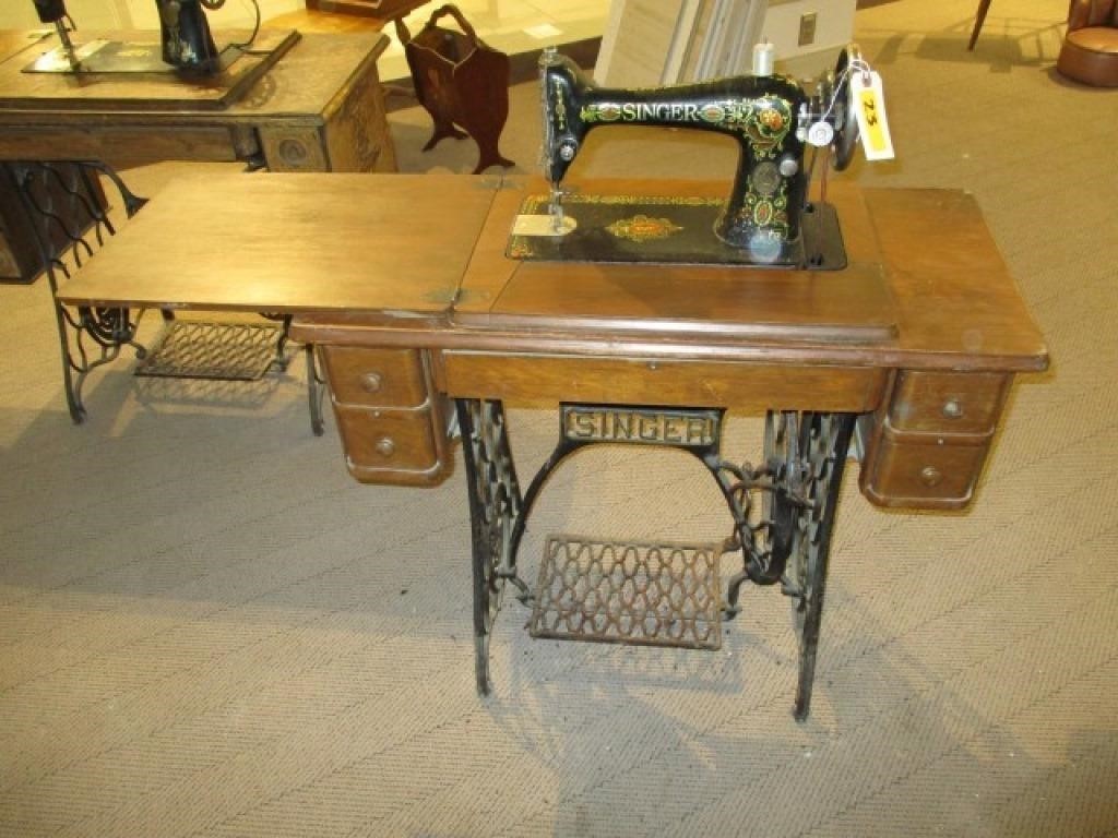 White Treadle Sewing Machine Table Cabinet Prime Time Auctions