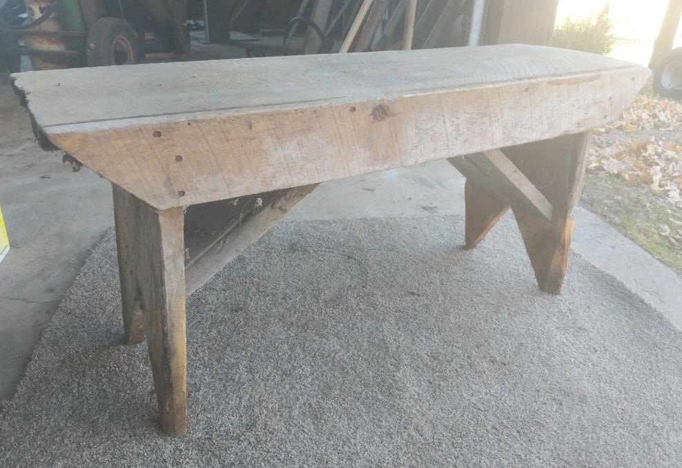 Primitive Wooden Bench 40 X 14 X 19 Hueckman Auction