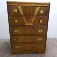 Vintage Art Deco Style Dresser W Waterfall Design Meridian