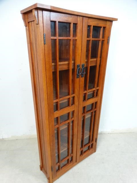 Prairie Style Glass Door Small Bookcase Or Dvd Ll Auctions Llc