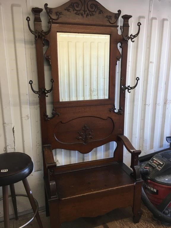 Very Nice Antique Entryway Bench And Coat Rack Be Live And