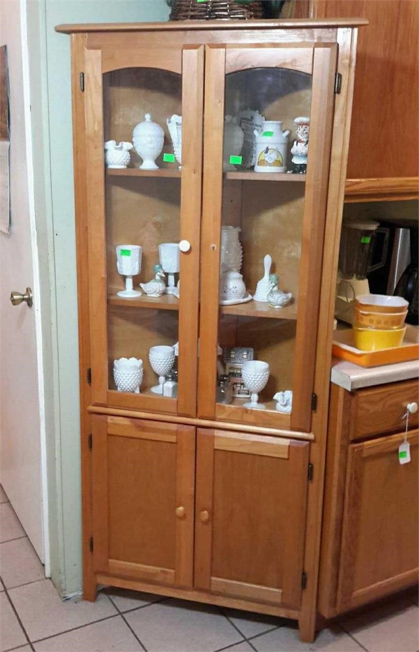 Corner Cabinet Glass Upper Doors Solid Lower Hash Auctions