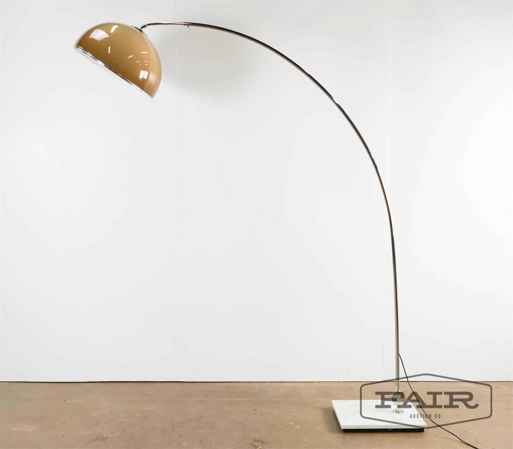 Large Arching Vintage Floor Lamp Marble Base Fair Auction