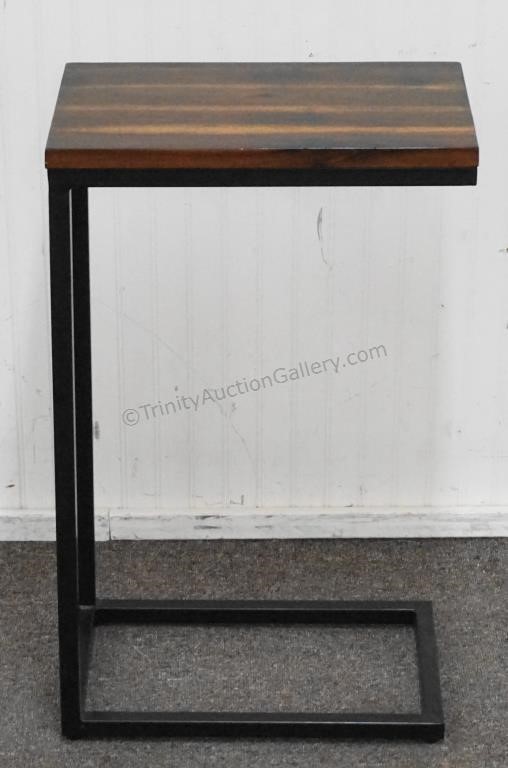 Knotty Pine And Metal Side Table Lap Desk Asset Marketing Pros