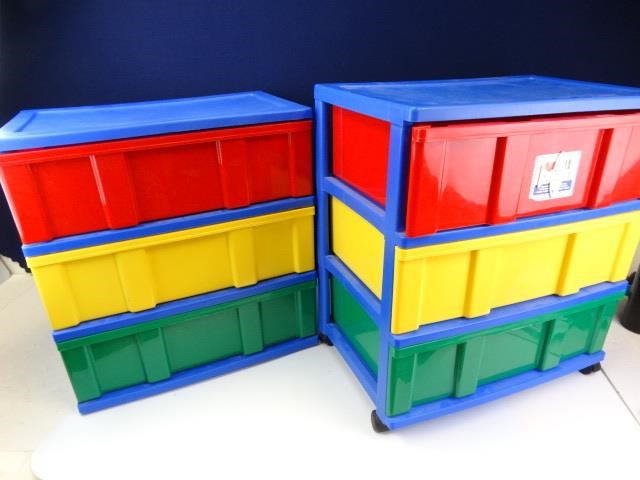 Pair Of Colorful Organizers 3 Drawer Ll Auctions Llc