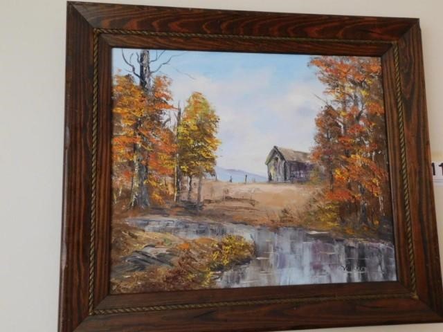 Oil Painting Rural Scene With Old Barn And Lenhart Auction Realty