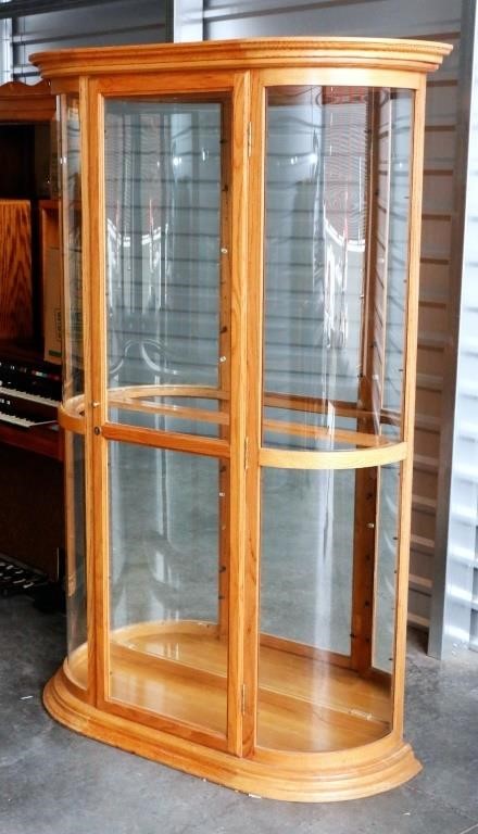 Large Curved Glass Curio Cabinet W Extra Shelves Big Al S Auction