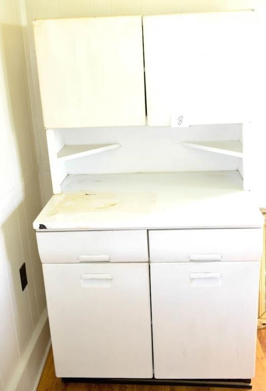 Vintage Metal Kitchen Cabinet W Enamel Ware Top Live And Online