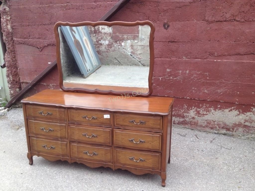 Large French Provincial Dresser 9 Drawer Mirror Twojjs Green