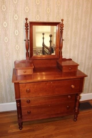 Antique Cherry Dresser With Mirror Elmore Realty Auction Llc