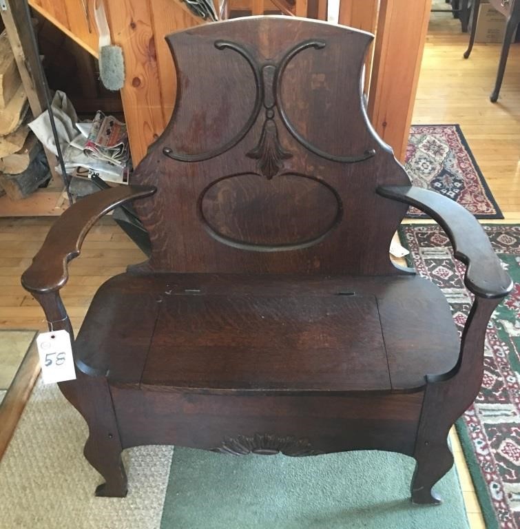 High Back Hallway Bench With Storage Bottom Leist Auctioneers