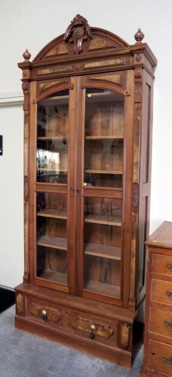 42 Victorian Bookcase 2 Door Over 1 Drawer Hessney Auction Co