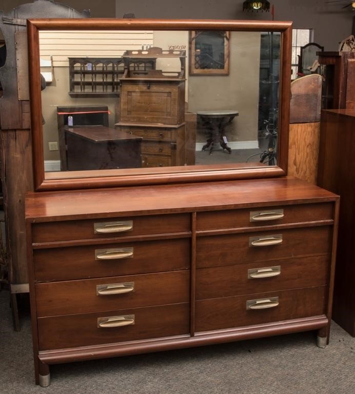 Mid Century Modern Willett Cherry Double Dresser The K And B