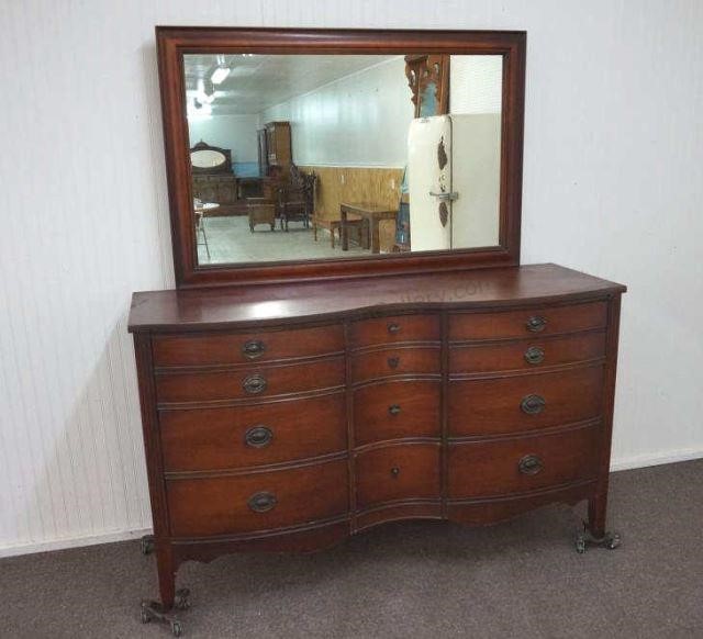 Dixie Furniture Triple Dresser And Mirror C 1940 S Asset