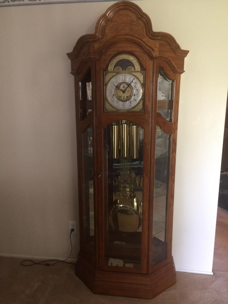 Ridgeway Grandfather Clock Curio Cabinet Dangerfield Auctions Llc