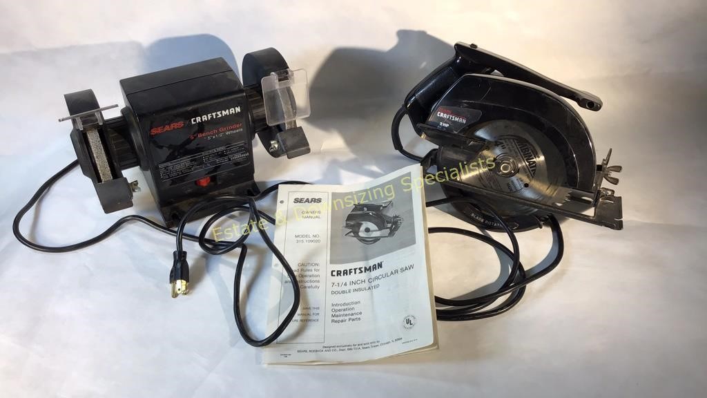 Craftsman 5 Bench Grinder 7 5 Circular Saw Estate