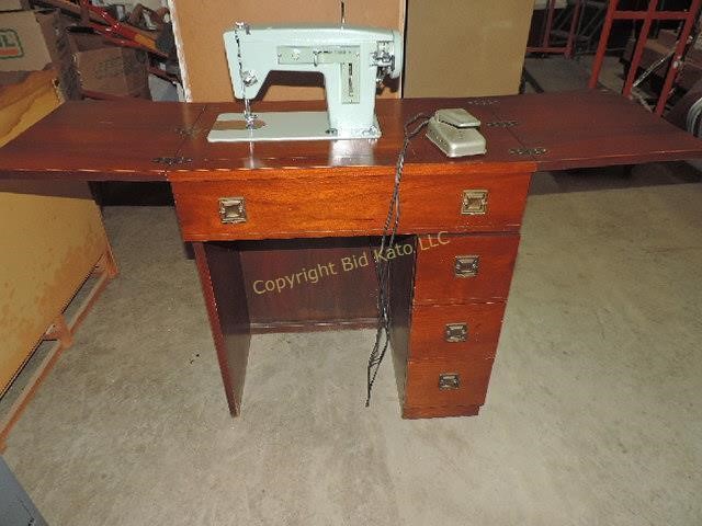 Sewing Cabinet With A Sears Kenmore Sewing Machine Bid Kato