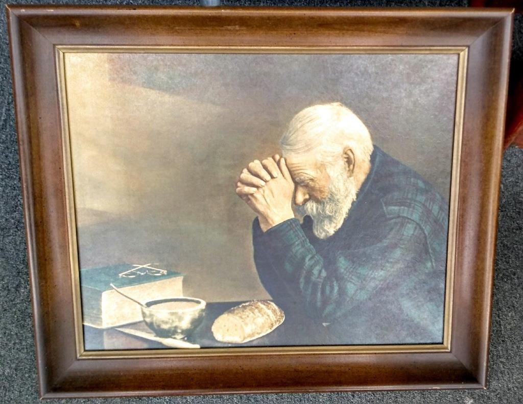 Eric Enstrom Grace Man Praying Over Bread Litho Hueckman Auction