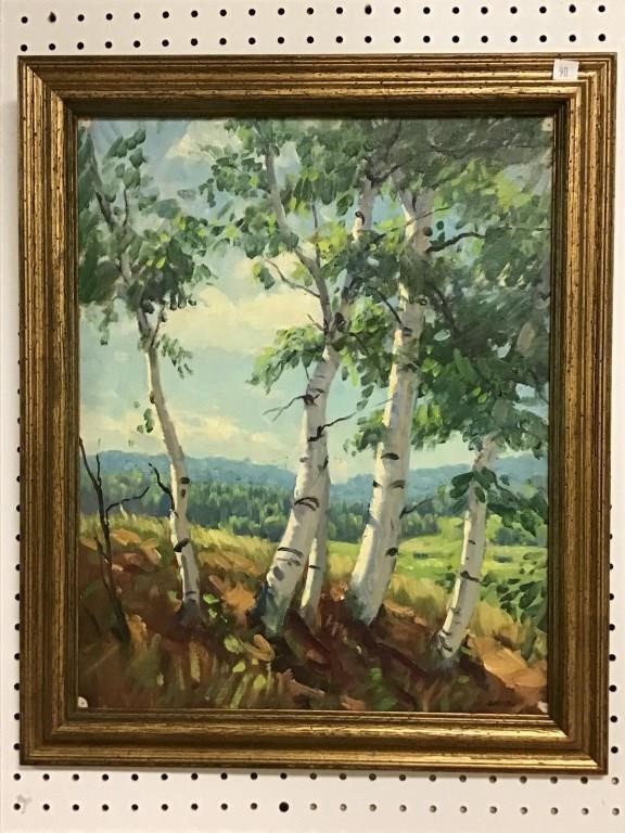 Summer Birch Trees By Ben Marcune Tom Hall Auctions Inc