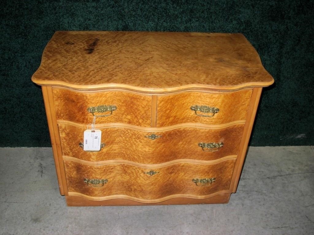 32 Birdseye Maple 4 Drawer Chest With Serpentine Hessney