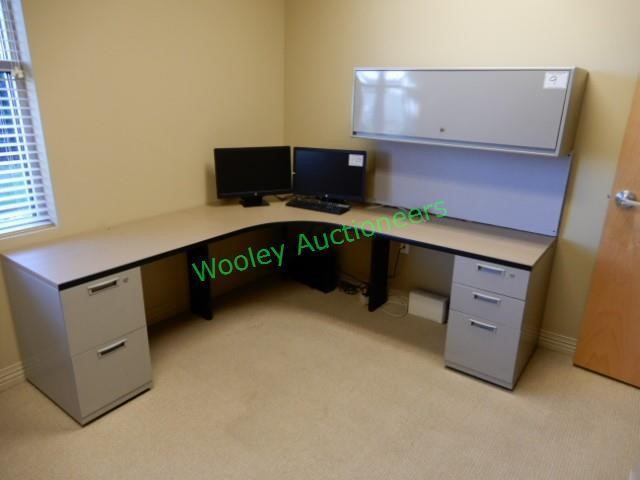Corner Desk W File Cabinet Wooley Auctioneers