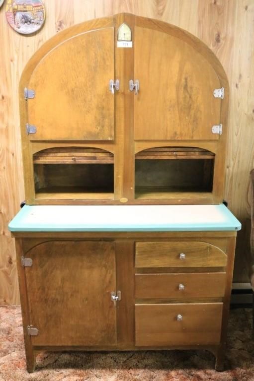 Art Deco Cathedral Door Hoosier Cabinet With Clock Live And