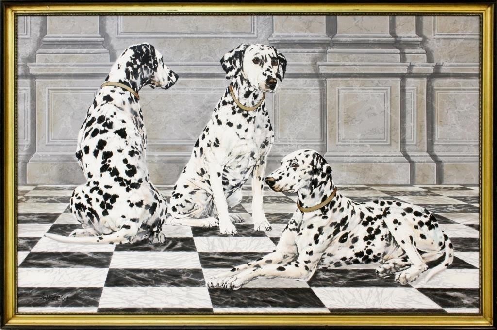 Anderson Untitled Dalmatian Trio Painting Live And Online Auctions On Hibid Com